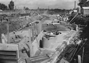 Concrete shuttering Print, Coventry Cathedral construction site