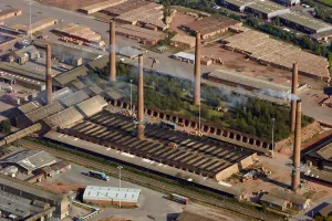 Prints of Stewartby Brick Works, Bedfordshire. The first brickworks hers was founded in 1897, and it went on to have the largest output in the world Bedfordshire Prints: Print of Stewartby Brickworks, a Bedfordshire manufacturing site