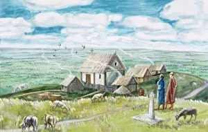 Saxon Gallery: Monastic settlement, Glastonbury Tor J920411