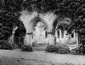 <b class=qtipBold><figcaption>Netley Abbey CC56_00871</figcaption></b><br>NETLEY ABBEY, Hampshire. The arches of the Chapter House in this Cistercian abbey, which were designed to allow people outside the room to hear the discussions being held within. Photographed by Henry Taunt (active 1860 - 1922).<br><em>© Historic England</em> Netley Abbey CC56_00871