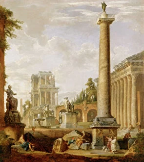 Richmond Gallery: Panini - Capriccio of Roman ruins with Trajans Column J880470