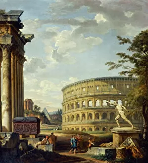 Images Dated 12th July 2007: Panini - Roman Landscape with the Colosseum J920082