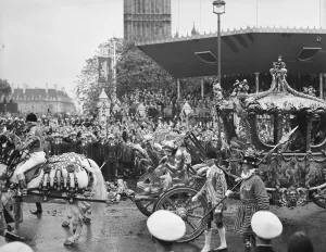 Gold State Coach Print: Queen Elizabeth II in Coronation Procession, 1953