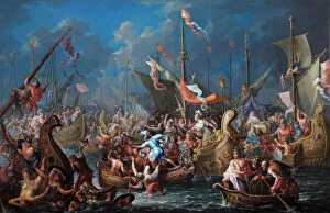 Images Dated 17th December 2010: Platzer - Anthony & Cleopatra..Battle of Actium N070473 Platzer - Anthony & Cleopatra..Battle of