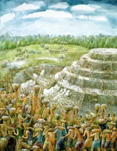 Drawing Prints: Silbury Hill Print, Neolithic Reconstruction Drawing