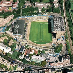 Prints of STAMFORD BRIDGE STADIUM, London. Aerial view. Home of Chelsea Football Club in 1992 Related Prints: Stamford Bridge Stadium Aerial Print