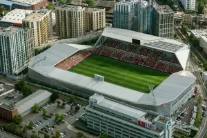 Prints of Brentford Community Stadium, home of Brentford Football Club and London Irish Rugby Football Club, Greater London, 2021 Greater London Prints: Brentford Community Stadium Print