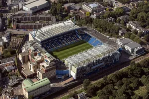 Prints of Stamford Bridge Stadium, home to Chelsea Football Club, Chelsea, Greater London Authority, 2021 Sport Prints: Print of Stamford Bridge Stadium