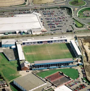 Prints of VICTORIA PARK, Hartlepool. Home of Hartlepool United Football Club. Photographed in March 1998. Aerofilms Collection (see Links) Sport Prints: Victoria Park Print, a photograph of Hartlepool United Football Club's stadium