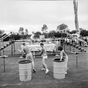 Print of a chaotic Its a Knockout competition scene