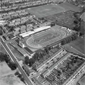 Dog Racing Prints: Walthamstow Greyhound Racing Stadium Print, 1972