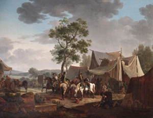 <b class=qtipBold><figcaption>Swebach - An Encampment N070599</figcaption></b><br>APSLEY HOUSE, London. "An Encampment" 1796 by Jacques Francois Joseph SWEBACH (1769-1823). The French army on campaign. WM 1643-1948. Provisionally Spanish Royal Collection, captured at Vitoria 1813.<br><em>© Historic England</em> Swebach - An Encampment N070599
