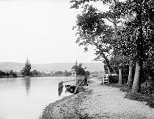 <b class=qtipBold><figcaption>Temple Island CC73_00339</figcaption></b><br>TEMPLE ISLAND, Remenham, Berkshire. A view of the River Thames showing the Regatta course, with the temple on Temple Island in the distance. Built in 1771 to a design by James Wyatt, the temple was originally a fishing lodge for Fawley Court nearby. Photographed in 1878 by Henry Taunt.<br><em>© Historic England</em> Temple Island CC73_00339