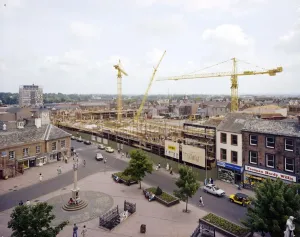 Print of The Lanes Shopping Centre under construction in Carlisle, Cumbria