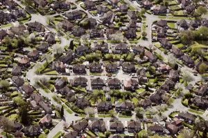 Prints of Housing in Northenden, Manchester, 2021 Greater Manchester Prints: Northenden 35015_026 Print: Aerial view of Northenden housing in Manchester
