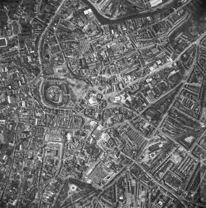 Prints of Norwich, Norfolk, 1953. Aerial reconnaissance photography by the RAF Norwich Prints: Aerial photograph print of Norwich cityscape in Norfolk