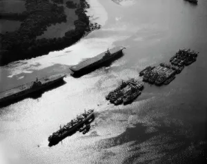 Prints of River Tamar, Plymouth, Devon. Royal Navy Aircraft carriers and other military vessels on the River Tamar. Photographed by Harold Wingham in July 1959 Plymouth Prints: Aircraft Carrier Print, River Tamar