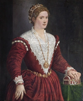 <b class=qtipBold><figcaption>An Unknown Lady N070513</figcaption></b><br>APSLEY HOUSE, London. "An Unknown Lady" by a Venetian School c.1560s. Inscribed Catherine Cornaro (1454-1510), but no likeness. WM 1543-1948.<br><em>© Historic England</em> An Unknown Lady N070513