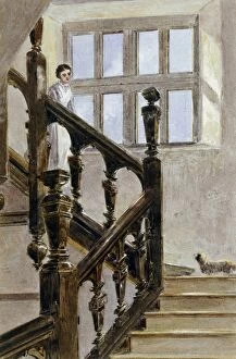 Architectural compositions Gallery: Watercolour of the North stairs, Audley End House K991260