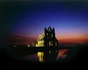 Religious Architecture Gallery: Whitby Abbey at night N070034