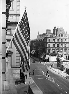 American Flag flying from Paddington Station hotel on July 4th 1941 American Flag flying from Paddington Station hotel on July 4th 1941