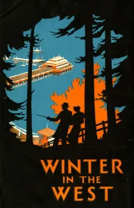 Prints of This publicity brochure was produced by the GWR in 1933. It was designed by Leonard Cusden and used to promote winter holiday destinations Artwork And Documents Prints: Winter in the West Print, 1933
