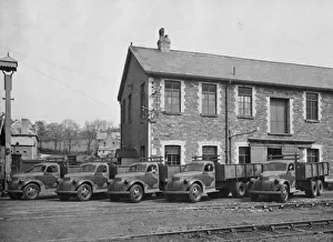 Chevrolet Thornton military trucks lined up at Caerphilly Works, 1941 Chevrolet Thornton military trucks lined up at Caerphilly Works, 1941