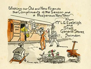 Christmas card sent by Swindon Works General Stores, 1950 Christmas card sent by Swindon Works General Stores, 1950