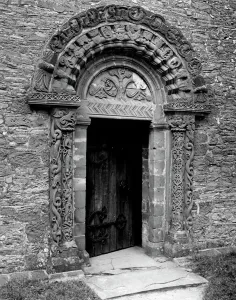 Print of Kilpeck Church's south door, a Romanesque archway in Herefordshire