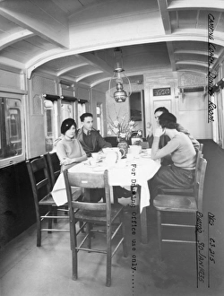 Interior of Camp Coach showing dining room, 1935 Interior of Camp Coach showing dining room, 1935