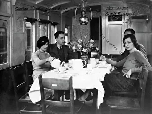 Interior view of Camp Coach showing a close up view of dining room, 1935 Interior view of Camp Coach showing a close up view of dining room, 1935