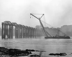 Print of the Severn Railway Bridge Dismantling, 1967