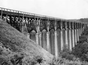 Prints of A timber viaduct on the Plymouth to Tavistock line Bridges, Viaducts And Tunnels Prints: Print of Walkham Viaduct, a timber railway viaduct
