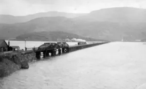 Barmouth Bridge Print, c. 1920s: A south-east view from Barmouth