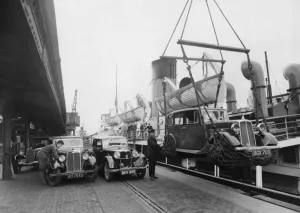 Loading Motor Cars Print, SS St David, Fishguard Harbour 1937
