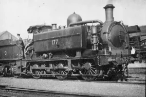 Prints of 0-6-0 tender locomotive Dean Goods No.2430 is pictured here in its wartime livery. The tender is painted with the WD for War Department and the engine bears its War Department number, 177 Standard Gauge Prints: Print of 0-6-0 Tender Locomotive in Wartime Livery