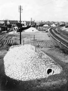 Air Raid Shelter Print, 1940 West Ealing Goods Yard