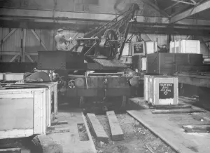 Steam Museum Exhibits UK Prints: Wartime shells being packed up in 24F shop, ready for transportation in 1942