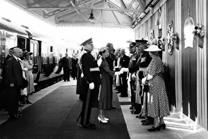 Royal Tour of Wales, The Queen & Prince Philip at Pembroke Town Station, 1955