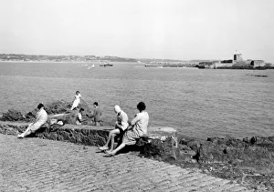 St Aubin's Bay and Fort, Jersey, August 1934 St Aubin's Bay and Fort, Jersey, August 1934
