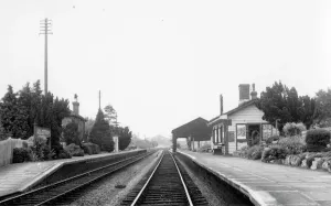 Prints of A view of a deserted Adlestrop Station in Gloucestershire, July 1958 Stations And Halt Prints: Print of Adlestrop Station, Gloucestershire, 1958