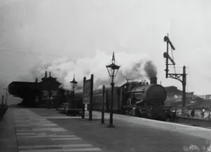 Print of the Cheltenham Flyer at Didcot Station, c. 1930s