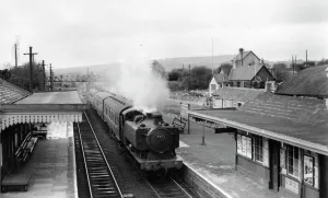Prints of 0-6-0 Pannier Tank locomotive No. 9473 steams into Hirwaun Station on 7th June 1954 Stations And Halt Prints: Hirwaun Station Print: 0-6-0 Pannier Tank No. 9473 at Hirwaun, June 1954