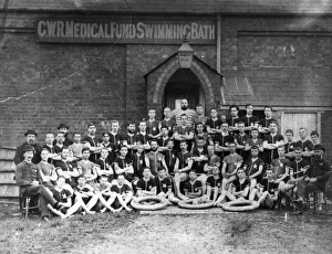 Swimmers from the GWR Medical Fund Society swimming baths (situated within the Works) Swimmers from the GWR Medical Fund Society swimming baths (situated within the Works)