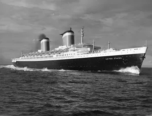 Services Prints: Print of SS United States, Blue Riband Winner