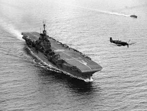 Warship Prints: Print of HMS Indomitable with Seafire Mk. IIC, 1943