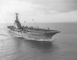 Warship Prints: HMS Bulwark Print, 1 August 1957 Black and White Photograph