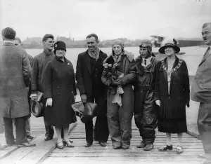 Prints of Amelia Earhart became famous by being a passenger on a flight from America to Britain in a Fokker F.VIIb/3m; it made headline news worldwide Pioneer Prints: Print of Amelia Earhart at Southampton in 1928 with Stultz and Noonan