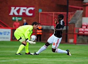 Bristol Citys John Akinde goes for goal Bristol Citys John Akinde goes for goal