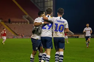 Barnsley v PNE Action 021 - Tom Barkhuizen Goal Celebration Scott Sinclair ans Josh Barnsley v PNE Action 021 - Tom Barkhuizen Goal Celebration Scott Sinclair ans Josh